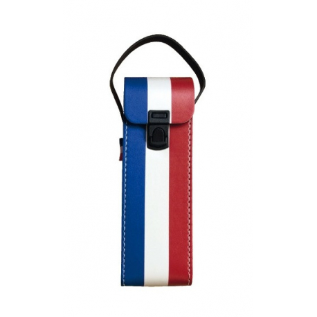 SACOCHE RIGIDE BLEU BLANC ROUGE POUR 3 BOULES PETANQUE + POIGNEE CUIR